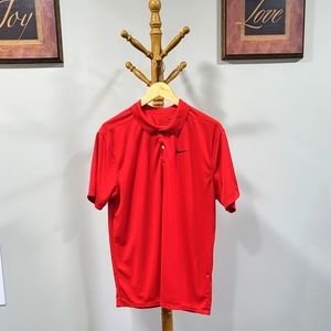 Red Nike Dri-Fit polo